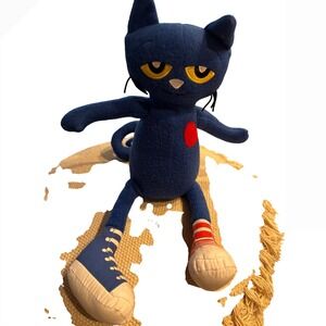 MerryMakers Pete the Cat Plush Stuffed Animal Blue Cat 14 Inch Mismatched Shoes